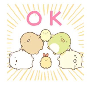 😚 9bfa1b99 OK cute, ok, approval, kawaii, animals, positive telegram sticker