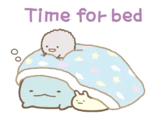 😴 a38f0894 Time for bed sleep, cute, bed, cartoon, animals, kawaii telegram sticker