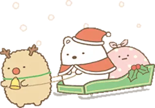 ⛷ 80b0cca0 kerst, schattig, vakantie, cartoon, winter, feestelijk, dieren telegram sticker