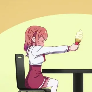 🧡 33ba0095 Anime, Gadis, Es krim, Duduk, Kartun whatsapp sticker