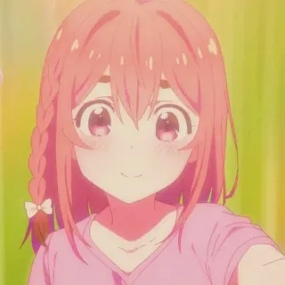 🧡 aa5a56e5 gadis anime, imut, kawaii, tersenyum, rambut merah muda, karakter anime whatsapp sticker