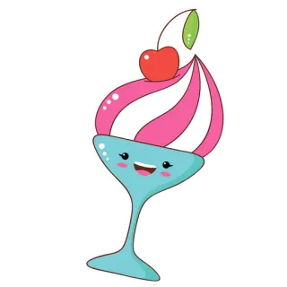 🍧 1b3ad2c7 Eis, Dessert, Süß, Kirsche, Niedlich, Cartoon, Essen telegram sticker