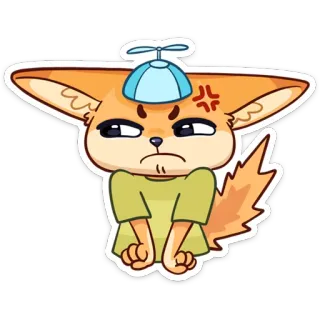 😠 d8b4544c fennec, arrabbiato, animale, cartone animato, adesivo, carino, infastidito, cappello telegram sticker