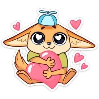 ❤️ e1e8e108 cartone animato, animale, cane, cuore, carino, amore, adesivo telegram sticker