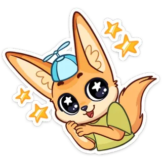 😏 e203d74c volpe, cartone animato, adesivo, carino, animale, stelle telegram sticker