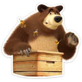 🐝 69657c86 Bear Masha and the Bear หมี, รังผึ้ง, น้ำผึ้ง, การ์ตูน, ผึ้ง, สัตว์, มาช่ากับหมี telegram sticker