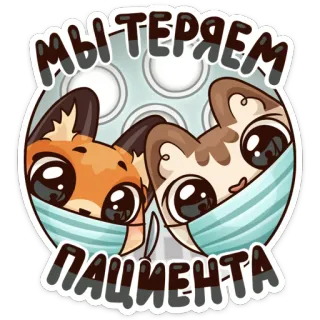 👩‍⚕️ 2719df7f МЫ ТЕРЯЕМ ПАЦИЕНТА การแพทย์, สัตว์, แมว, สุนัขจิ้งจอก, การ์ตูน telegram sticker