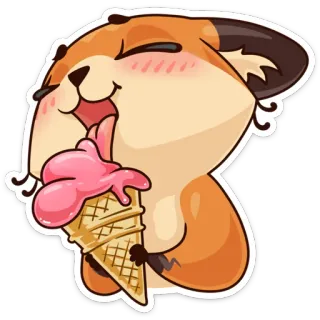 🍦 4d70a76f สุนัขจิ้งจอก, ไอศกรีม, น่ารัก, สัตว์, การ์ตูน telegram sticker