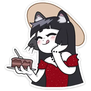 🍰 85b9ac37 Catgirl, Anime, Fofo, Bolo, Sobremesa, Kawaii telegram sticker