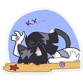 🤪 ca902ce5 Kx... gato, enterrado, areia, desenho animado, adesivo, praia telegram sticker