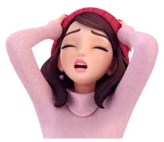 😩 016973cc woman, upset, sad, stressed, cartoon, pink telegram sticker