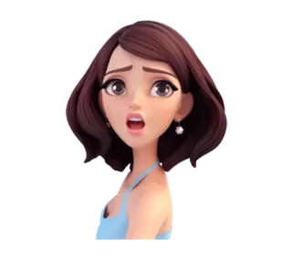 😮 0f2c52f2 cartoon, woman, girl, surprise, animated, character, brunette, fear telegram sticker