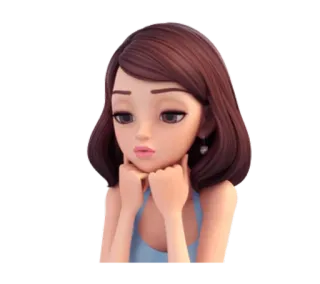 😕 240aa688 cartoon, woman, brunette, worried, thinking, pensive telegram sticker
