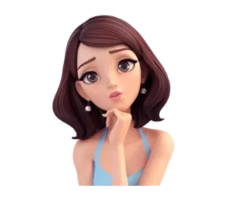 😙 32023c76 woman, brunette, girl, cartoon, character, beauty telegram sticker