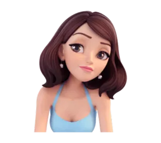 😗 43a95456 cartoon girl, animated character, woman, brunette, portrait, female telegram sticker