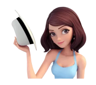 😏 66654410 cartoon, woman, hat, summer, girl, animated, character telegram sticker