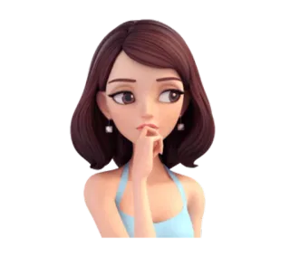 😒 a232a626 cartoon, woman, thinking, pensive, girl, thoughtful telegram sticker
