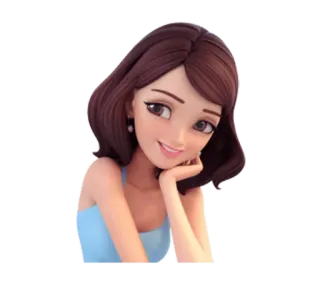 😁 aad0ff77 cartoon, woman, girl, portrait, brunette, animated telegram sticker