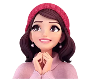 ❤ b906ea06 woman, girl, red hat, illustration, portrait, cartoon telegram sticker