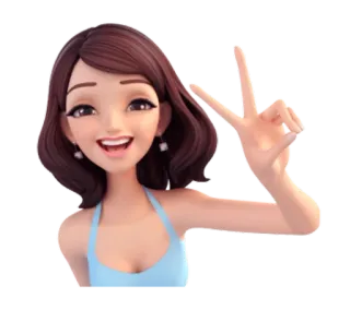 ✌ cfbf9aa1 peace sign, woman, cartoon, girl, happy, positive telegram sticker