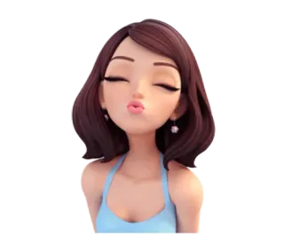 😘 e6b3211c cartoon, kiss, girl, female, woman, 3D, animated, character telegram sticker