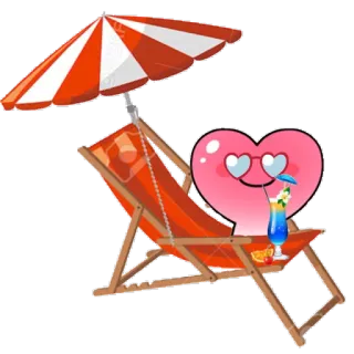 ⛱ 23259e4a 하트, 해변, 여름, 휴가, 휴식, 열대의, 만화, 귀여운 telegram sticker