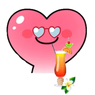🍹 274e30aa 하트, 칵테일, 음료, 사랑, 귀여운, 만화, 안경, 꽃 telegram sticker