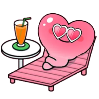 😎 651cbcd2 하트, 해변, 선글라스, 휴식, 여름, 만화 telegram sticker