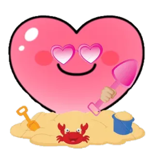😎 c4df1331 하트, 해변, 모래, 게, 여름, 사랑 telegram sticker