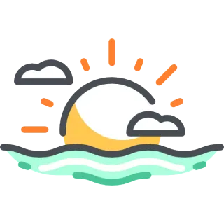 🌅 11c1edb2 太阳, 海, 水, 云, 日出, 日落, 沙滩, 海洋, 波浪 telegram sticker