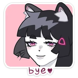 😏 14f70411 bye cat, cartoon, anime, cute, kitty, farewell, goodbye telegram sticker