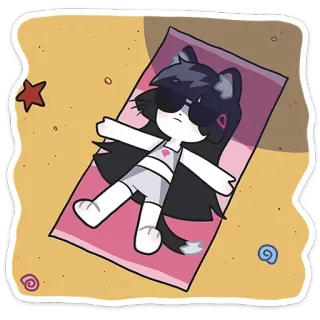 🏖 41589627 catgirl, beach, sunbathing, towel, summer, sand telegram sticker