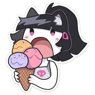 🍦 ebcdaf28 cartoon, ice cream, cat ears, cute, kawaii, dessert, anime style telegram sticker
