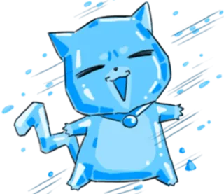 ❄ 116c4fed kot, niebieski, słodki, kreskówka, zwierzę, naklejka telegram sticker