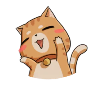 🙌 25aa43db kot, słodki, szczęśliwy, zwierzę, kawaii, pomarańczowy telegram sticker