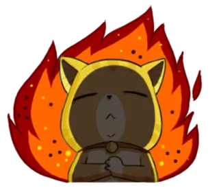 🔥 60b2637e niedźwiedź, ogień, bluza z kapturem, kreskówka, modlitwa, spokój telegram sticker