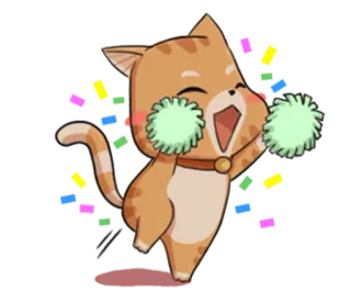 🎉 ac5d7f0c kot, radość, pompony, święto, konfetti, słodki, zwierzę, wesołość telegram sticker