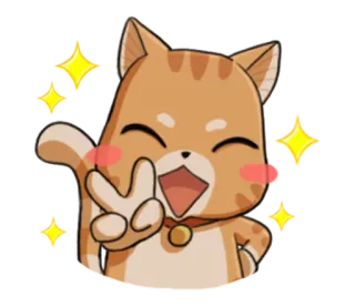 ✌ b0817933 kot, kreskówka, naklejka, znak pokoju, słodki, emoji telegram sticker