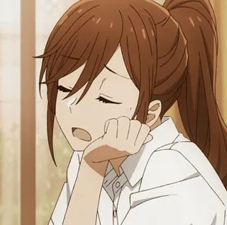 😪 7a32300f anime, girl, brown hair, tired telegram sticker