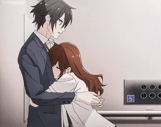 😳 f73ed4f3 anime, hug, couple, romance telegram sticker