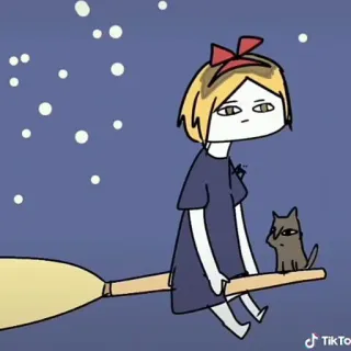 🦈 628ecca9 アニメ, 魔女, 猫, ほうき, 夜, 星, かわいい, 漫画 telegram sticker