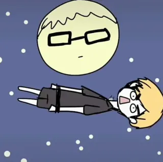 🦈 770fffde 漫画, イラスト, キャラクター, 月, 星, 人, アニメ telegram sticker