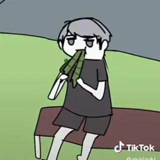 🦈 c731d5b5 TikTok 座っている, 食べてる, ベンチ, 漫画, アニメ telegram sticker