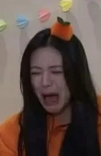 😲 8e17f342 huilen, boos, verdrietig, emotioneel, vrouw, oranje, haar, portret telegram sticker