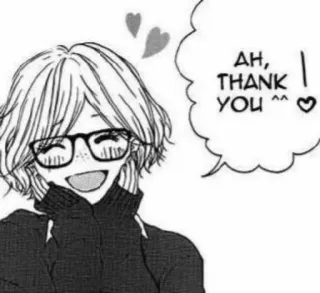 😊 012bfedb AH, THANK YOU ^^♡ ขอบคุณ, อนิเมะ, มังงะ, น่ารัก, หัวใจ, แว่นตา whatsapp sticker