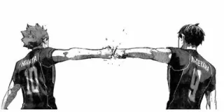 🤝 7307a6af Hinata, Kageyama Haikyuu อนิเมะ, มังงะ, วอลเลย์บอล, กีฬา, การทำงานเป็นทีม, มิตรภาพ whatsapp sticker