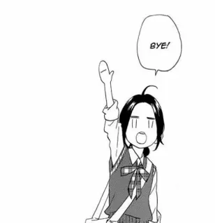 👋 7347c949 BYE! อนิเมะ, มังงะ, ลาก่อน, โบกมือ, ผู้หญิง, ชุดนักเรียน whatsapp sticker