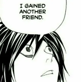 🥲 d0c31016 L Death Note I GAINED ANOTHER FRIEND. Death Note, อนิเมะ, มังงะ, L, มิตรภาพ whatsapp sticker