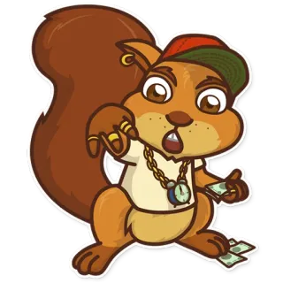 ⏰ 081aa0f6 wiewiórka, kreskówka, pieniądze, gangster, zwierzę telegram sticker