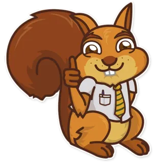 👍 630e787e wiewiórka, kreskówka, biuro, kciuk w górę, zwierzę, naklejka telegram sticker